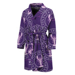 Purple Cancer Zodiac Pattern Print Men's Bathrobe