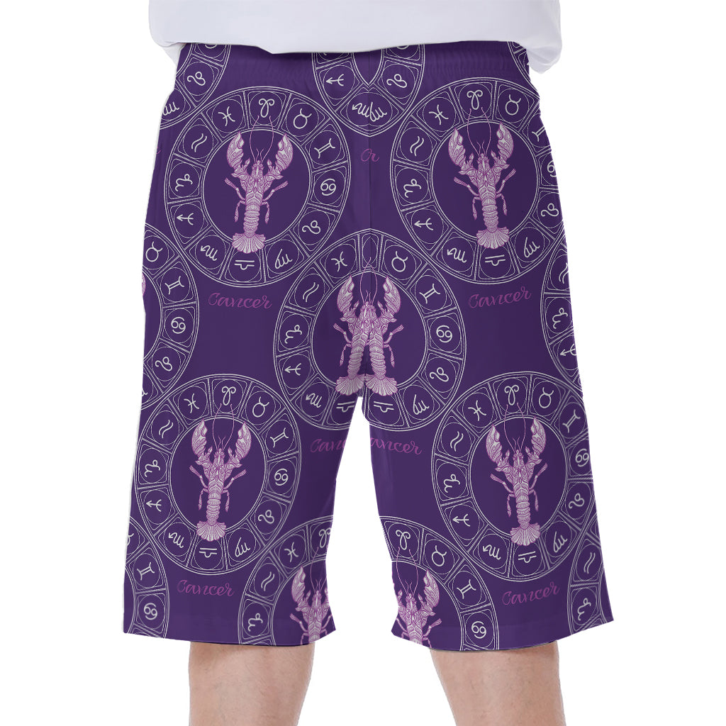 Purple Cancer Zodiac Pattern Print Men's Beach Shorts