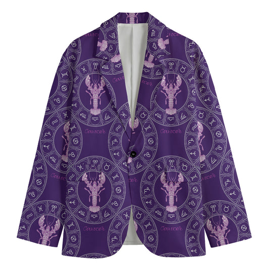 Purple Cancer Zodiac Pattern Print Men's Blazer