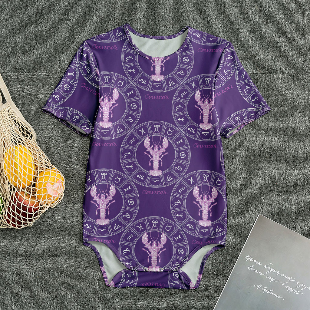 Purple Cancer Zodiac Pattern Print Men's Bodysuit