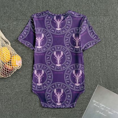 Purple Cancer Zodiac Pattern Print Men's Bodysuit