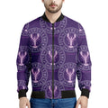 Purple Cancer Zodiac Pattern Print Men's Bomber Jacket