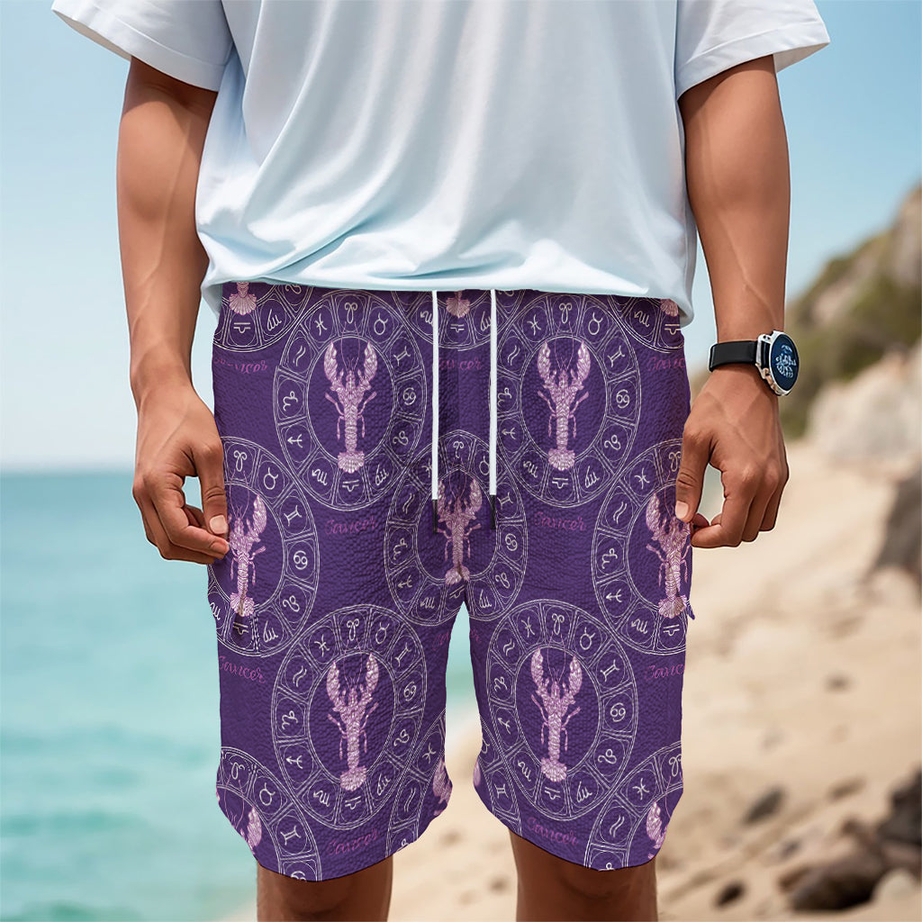 Purple Cancer Zodiac Pattern Print Men's Cargo Shorts