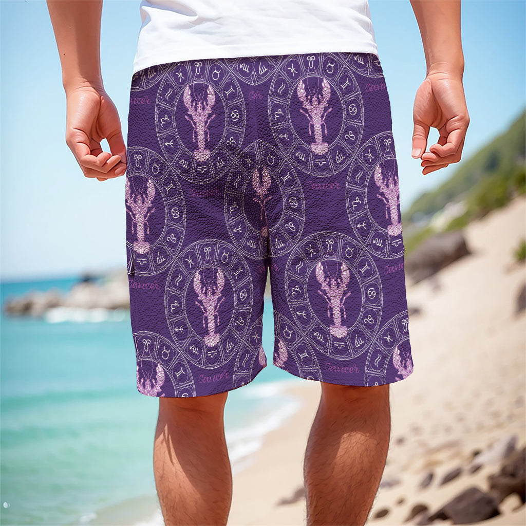 Purple Cancer Zodiac Pattern Print Men's Cargo Shorts