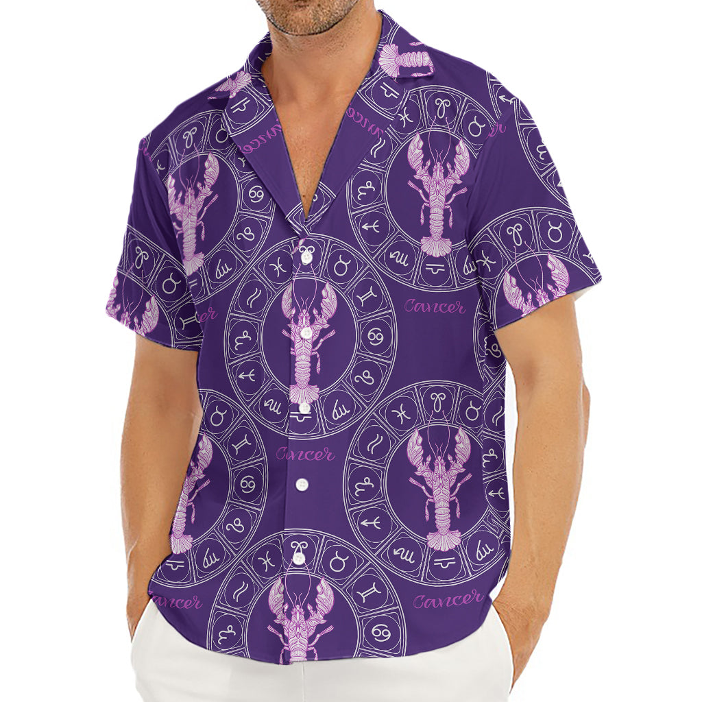Purple Cancer Zodiac Pattern Print Men's Deep V-Neck Shirt