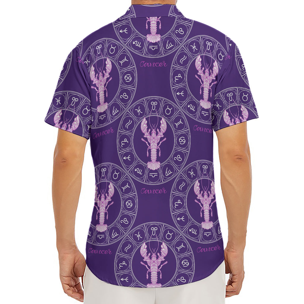 Purple Cancer Zodiac Pattern Print Men's Deep V-Neck Shirt