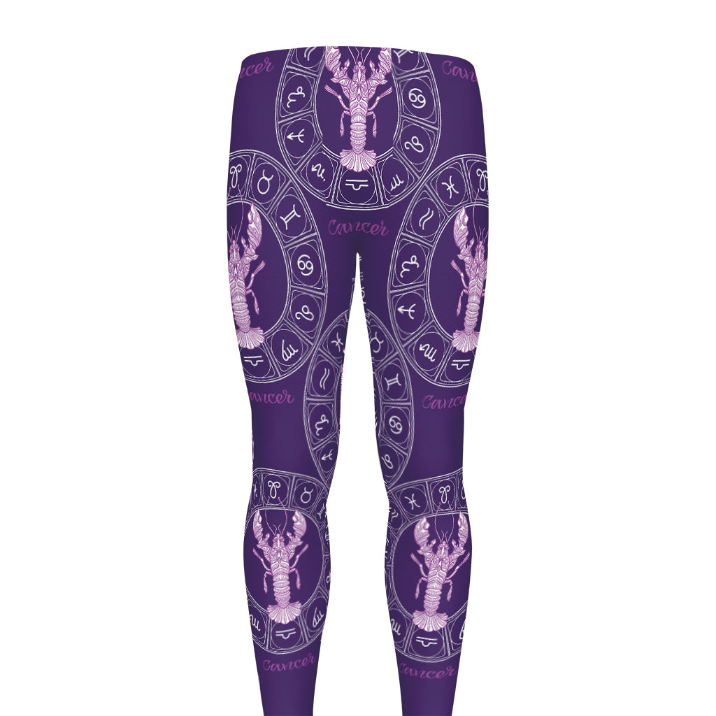 Purple Cancer Zodiac Pattern Print Men's leggings
