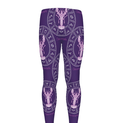 Purple Cancer Zodiac Pattern Print Men's leggings