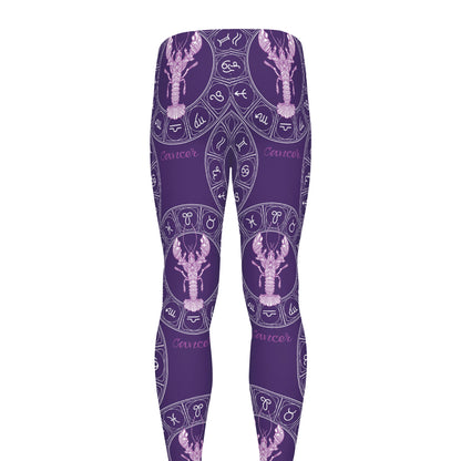 Purple Cancer Zodiac Pattern Print Men's leggings