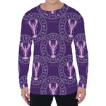 Purple Cancer Zodiac Pattern Print Men's Long Sleeve T-Shirt