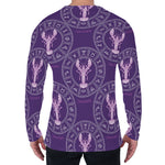 Purple Cancer Zodiac Pattern Print Men's Long Sleeve T-Shirt