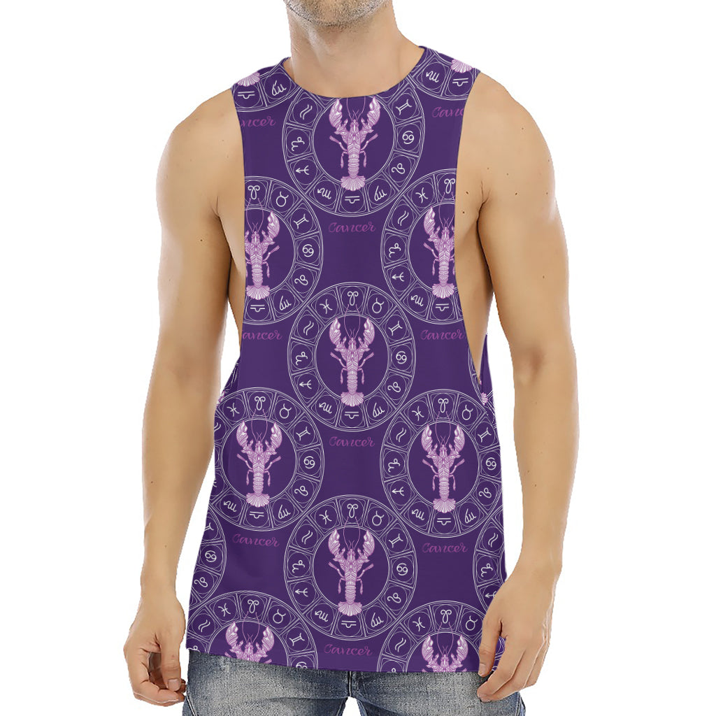 Purple Cancer Zodiac Pattern Print Men's Muscle Tank Top