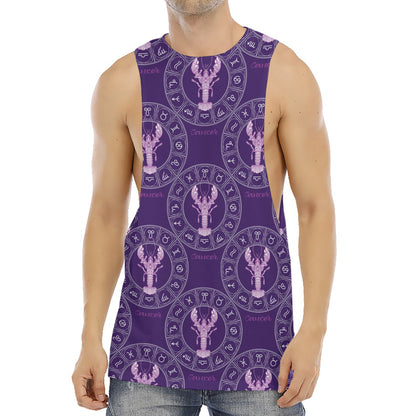 Purple Cancer Zodiac Pattern Print Men's Muscle Tank Top