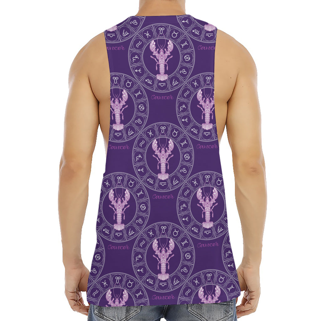 Purple Cancer Zodiac Pattern Print Men's Muscle Tank Top