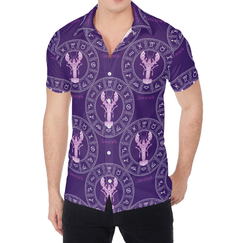 Purple Cancer Zodiac Pattern Print Men's Shirt