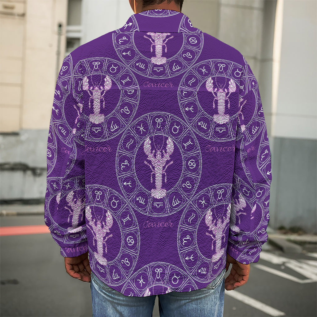 Purple Cancer Zodiac Pattern Print Men's Shirt Jacket