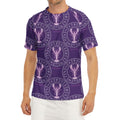 Purple Cancer Zodiac Pattern Print Men's Short Sleeve Rash Guard