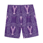 Purple Cancer Zodiac Pattern Print Men's Sports Shorts