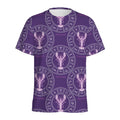 Purple Cancer Zodiac Pattern Print Men's Athletic T-Shirt