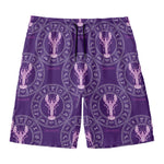 Purple Cancer Zodiac Pattern Print Men's Swim Trunks