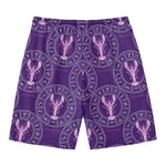 Purple Cancer Zodiac Pattern Print Men's Swim Trunks