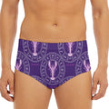 Purple Cancer Zodiac Pattern Print Men's Triangle Swim Briefs
