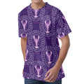 Purple Cancer Zodiac Pattern Print Men's Velvet T-Shirt