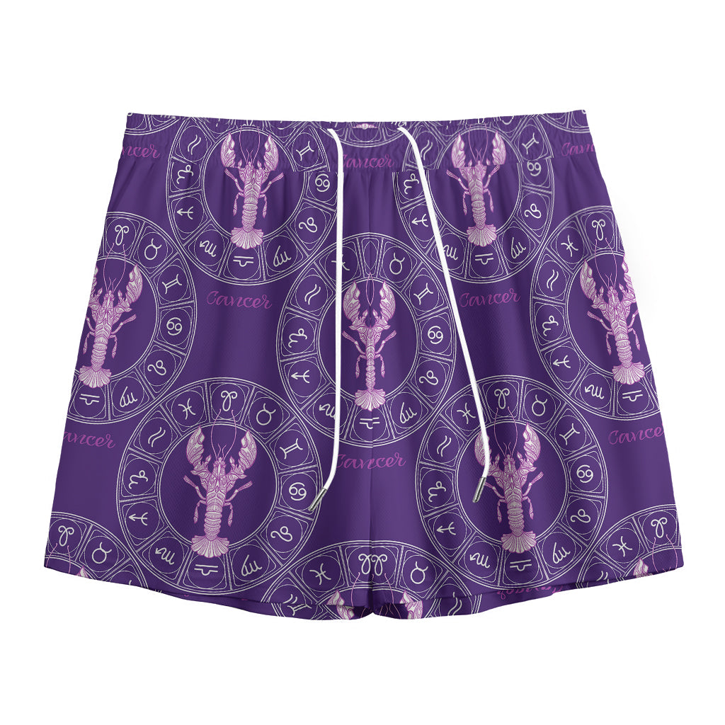 Purple Cancer Zodiac Pattern Print Mesh Shorts