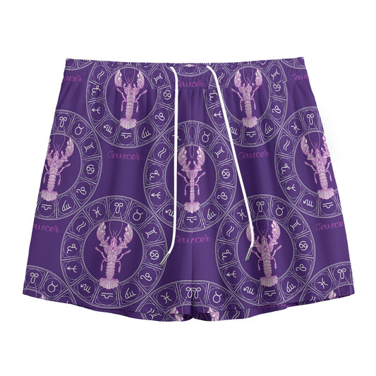 Purple Cancer Zodiac Pattern Print Mesh Shorts