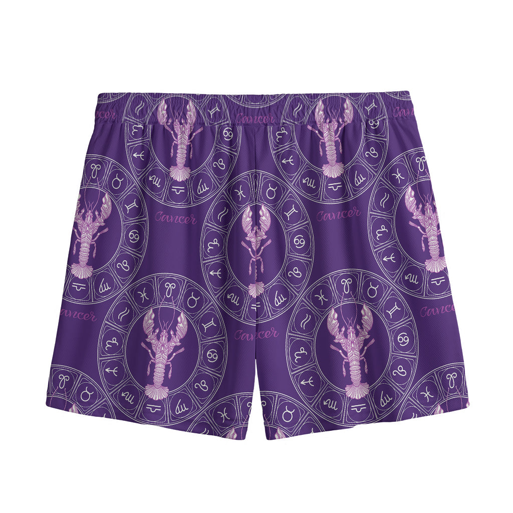 Purple Cancer Zodiac Pattern Print Mesh Shorts