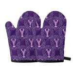 Purple Cancer Zodiac Pattern Print Oven Mitts