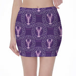 Purple Cancer Zodiac Pattern Print Pencil Mini Skirt