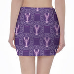 Purple Cancer Zodiac Pattern Print Pencil Mini Skirt
