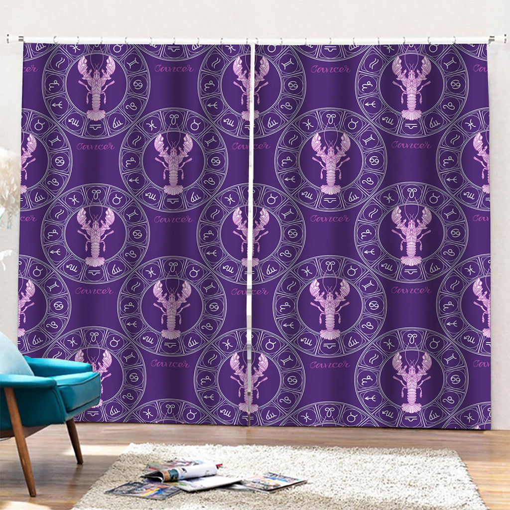 Purple Cancer Zodiac Pattern Print Pencil Pleat Curtains