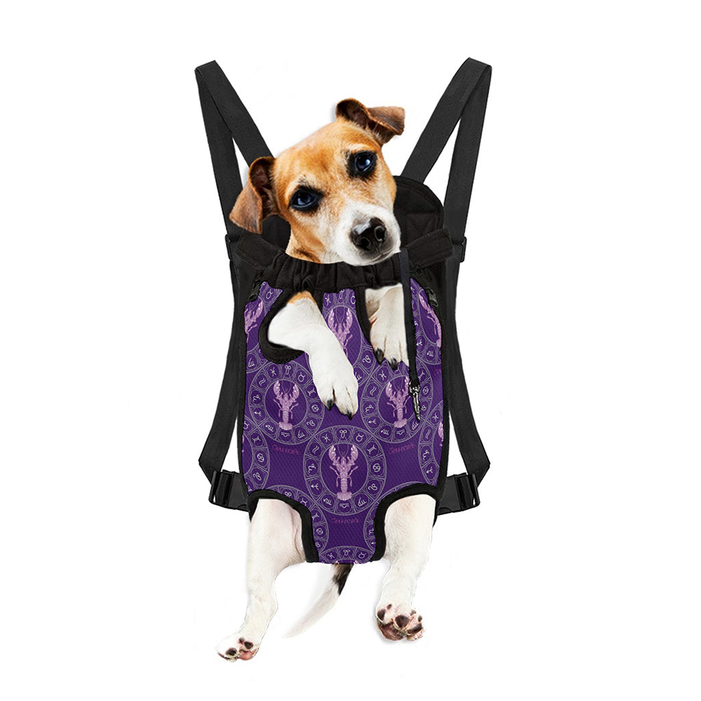 Purple Cancer Zodiac Pattern Print Pet Carrier Backpack