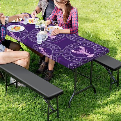 Purple Cancer Zodiac Pattern Print Picnic Table Cover