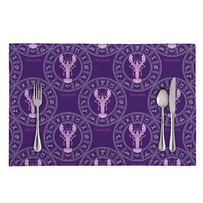 Purple Cancer Zodiac Pattern Print Placemat