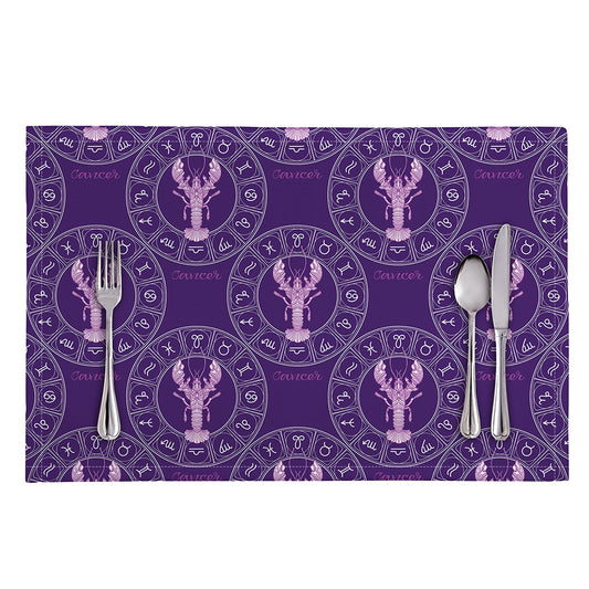 Purple Cancer Zodiac Pattern Print Placemat