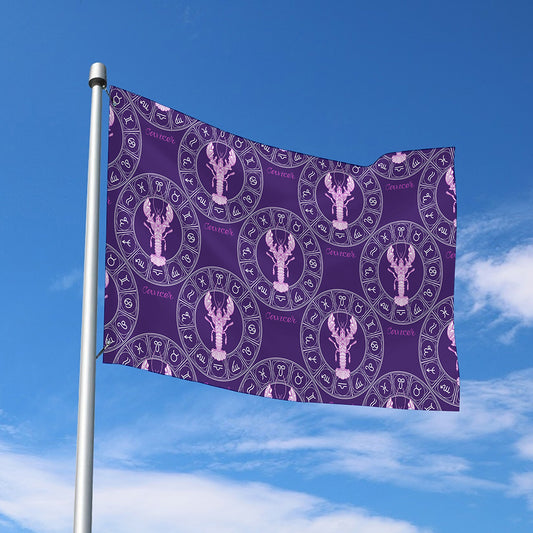Purple Cancer Zodiac Pattern Print Polyester Flag