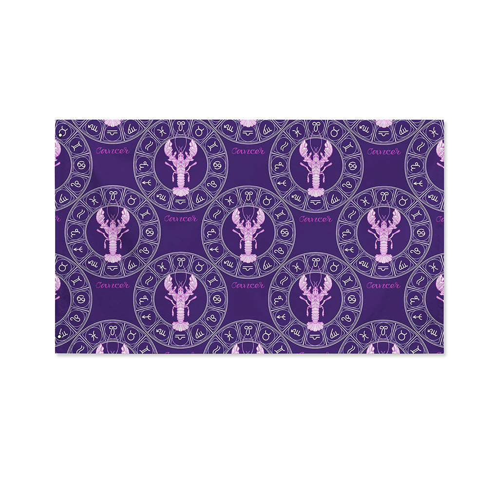 Purple Cancer Zodiac Pattern Print Polyester Flag