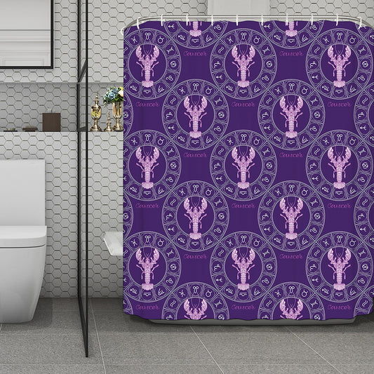 Purple Cancer Zodiac Pattern Print Polyester Shower Curtain