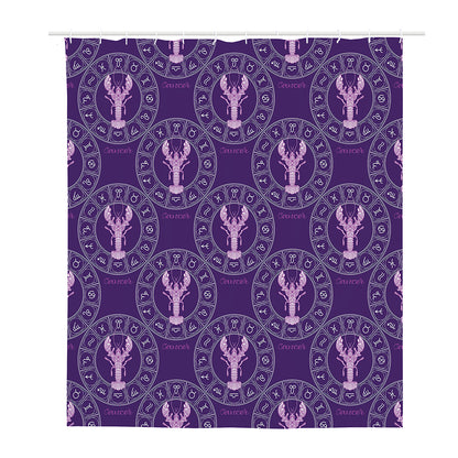 Purple Cancer Zodiac Pattern Print Polyester Shower Curtain
