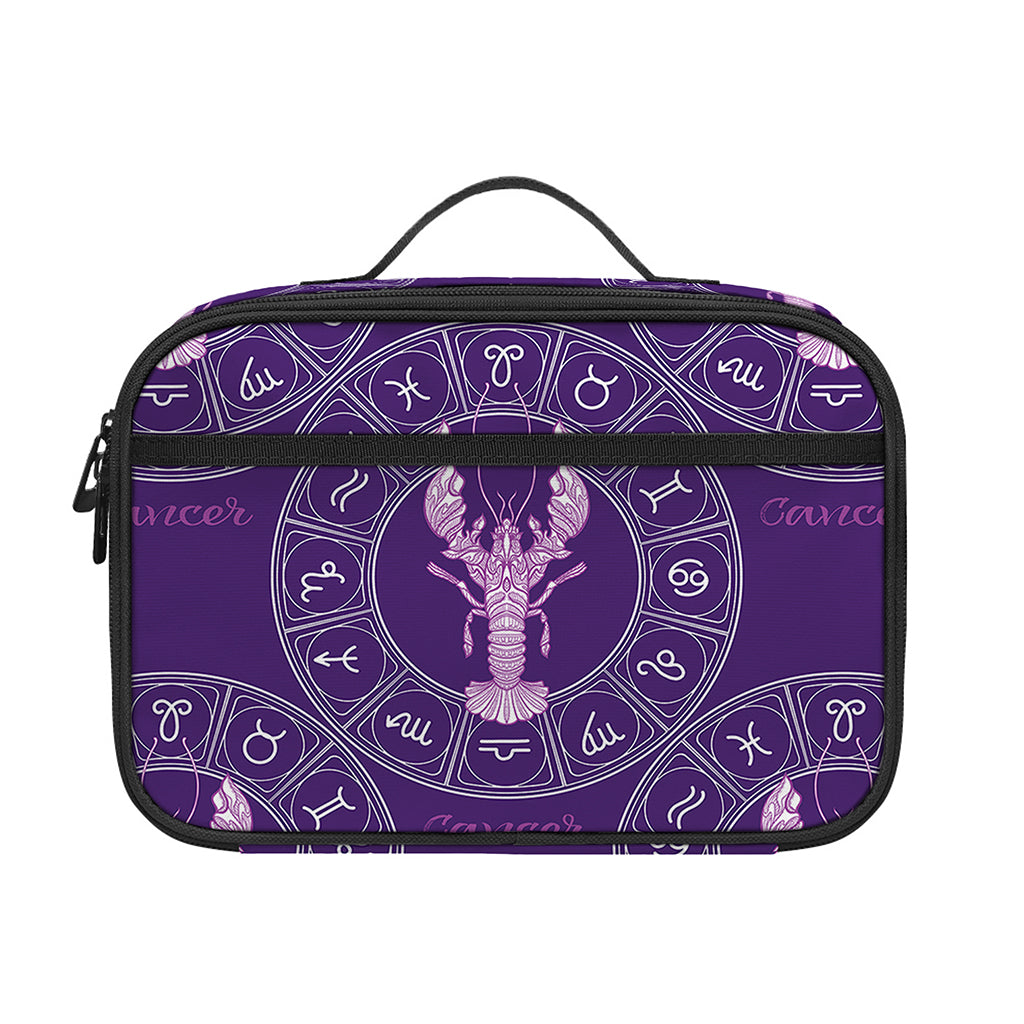 Purple Cancer Zodiac Pattern Print Portable Lunch Bag