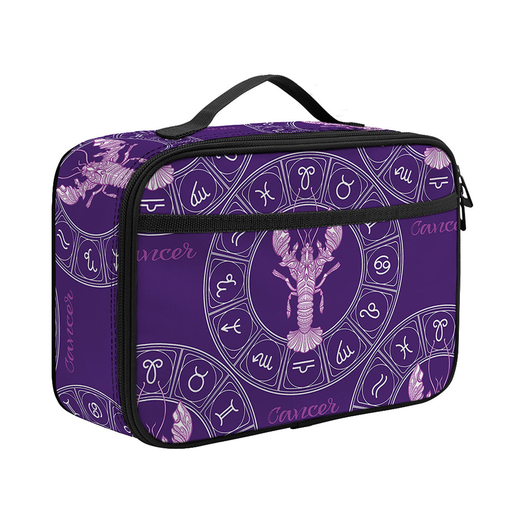Purple Cancer Zodiac Pattern Print Portable Lunch Bag