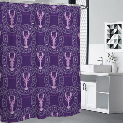 Purple Cancer Zodiac Pattern Print Premium Shower Curtain