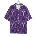 Purple Cancer Zodiac Pattern Print Rayon Hawaiian Shirt