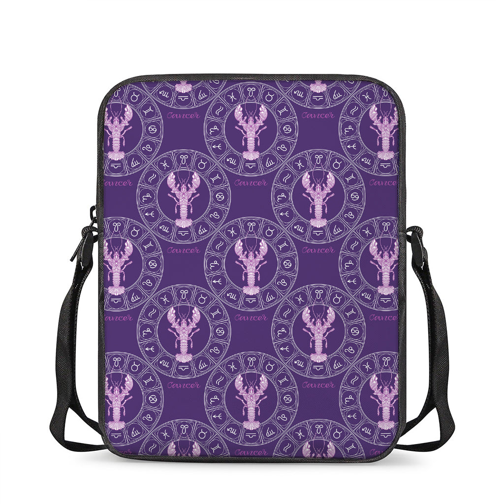 Purple Cancer Zodiac Pattern Print Rectangular Crossbody Bag