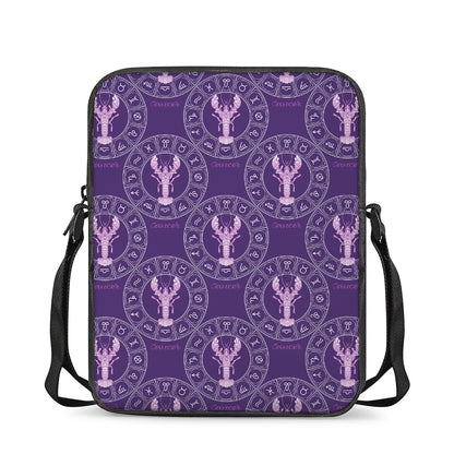 Purple Cancer Zodiac Pattern Print Rectangular Crossbody Bag
