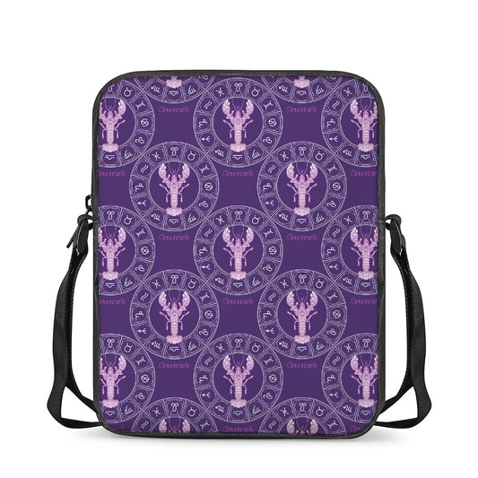 Purple Cancer Zodiac Pattern Print Rectangular Crossbody Bag