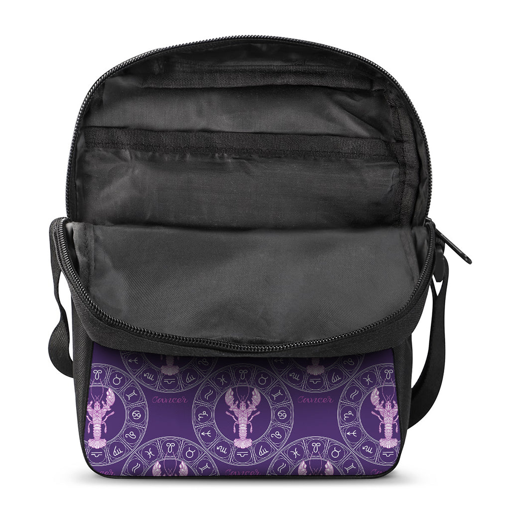 Purple Cancer Zodiac Pattern Print Rectangular Crossbody Bag